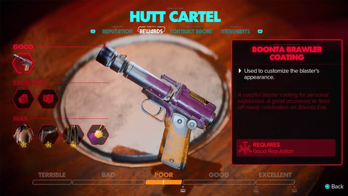Star Wars Outlaws Hutt Cartel rewards screen
