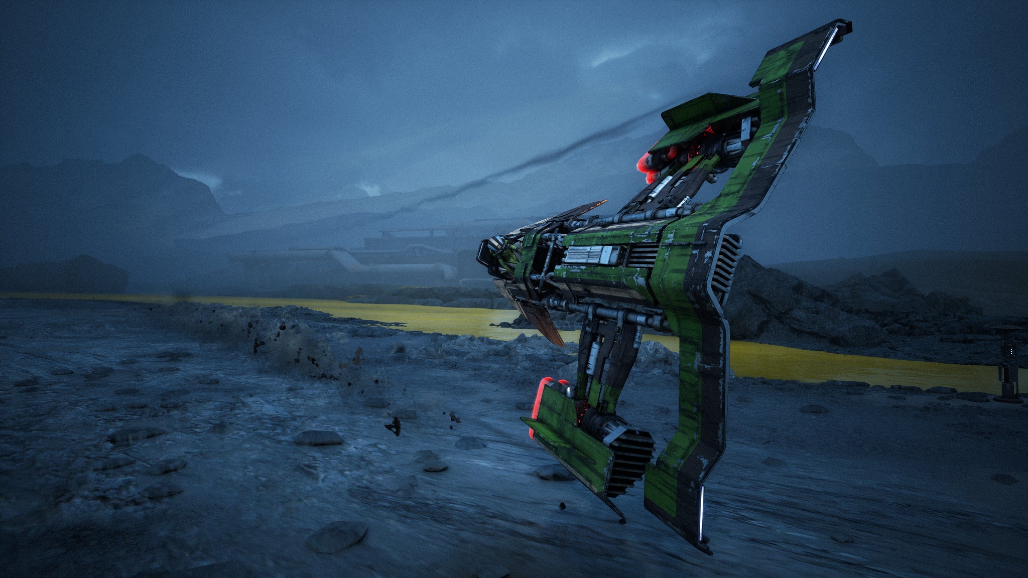 Star Wars: Glactic Racer official screenshot showing the new skim speeder turning vertical as it goes round a corner towards the camera