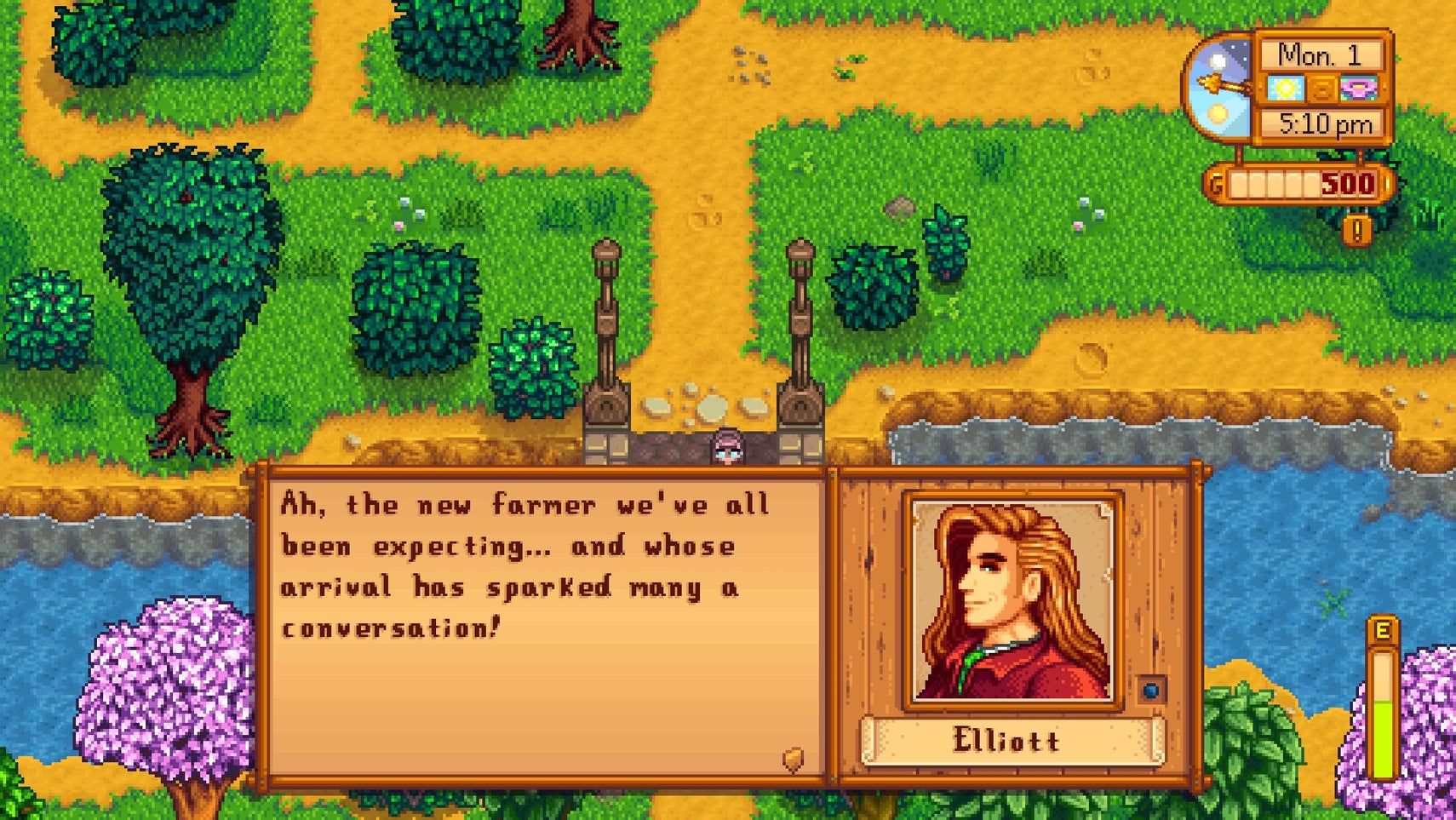 Elliot saying a thing in Stardew Valley. - 1
