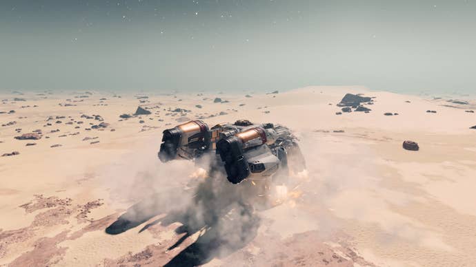 A ship landing on Earth in Starfield.