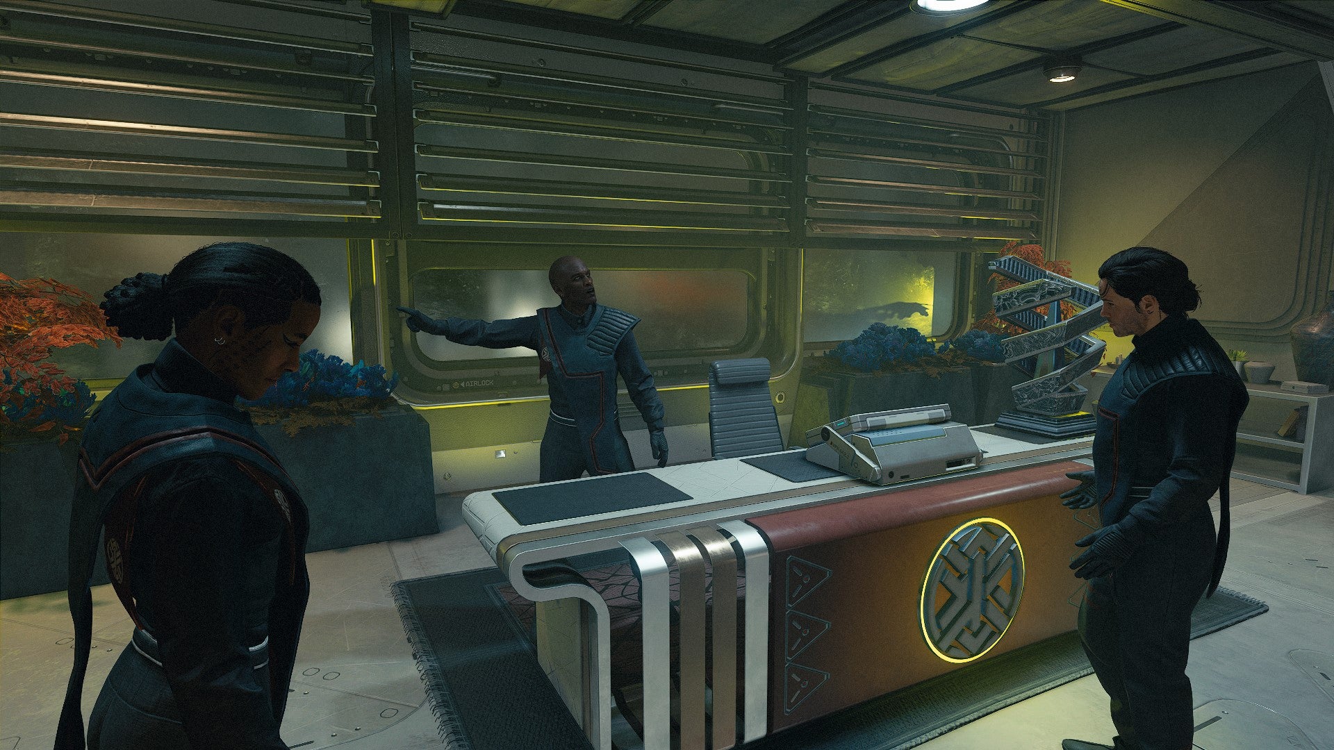 Some House Veth'aal members arguing in Starfield Shattered Space. - 4