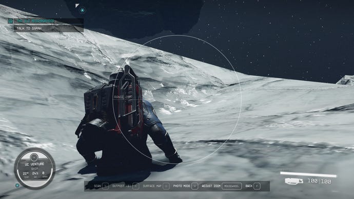 The player clipping into an asteroid in Starfield.
