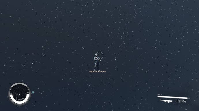 A Starfield player standing in void on a carpet of onions using console commands