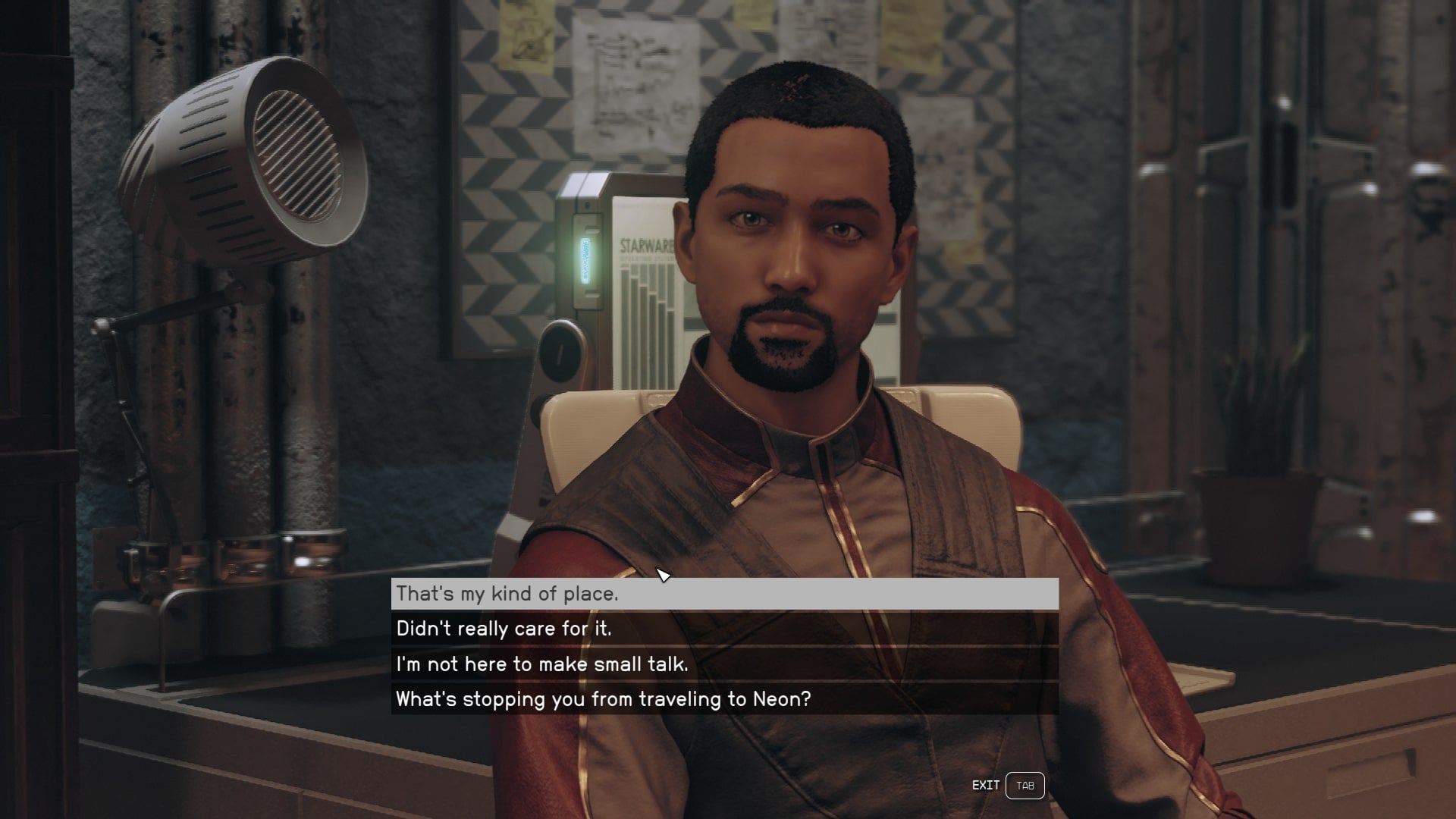 The player speaks with Alex Shadid about an encrypted slate in Starfield