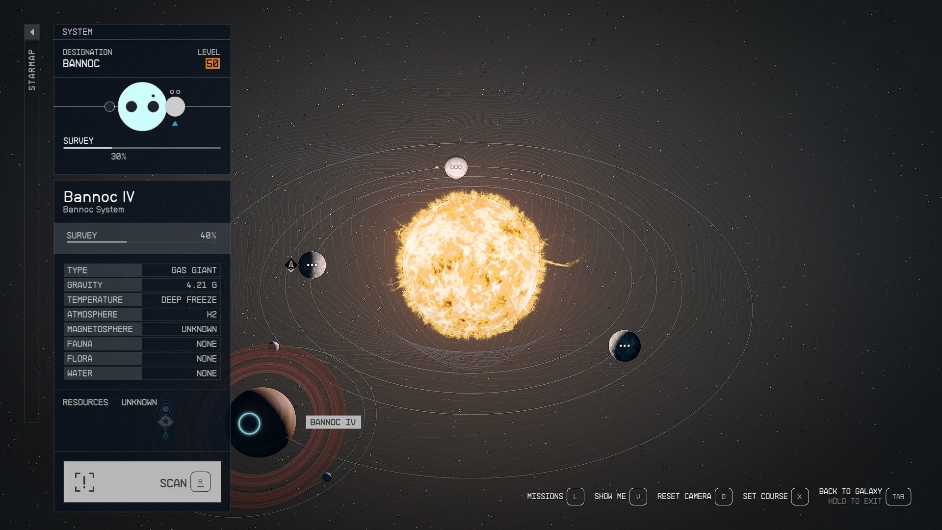 A map of the Bannoc system, showing where Bannoc IV is in Starfield - 5