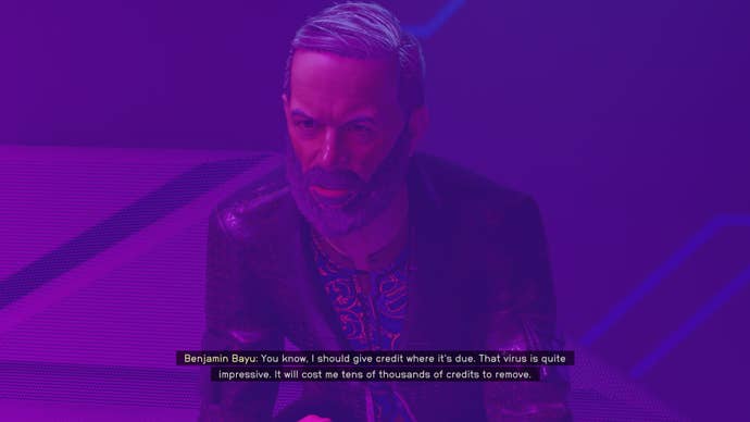 The player speaks with Benjamin Bayu in the Astral Lounge in Starfield