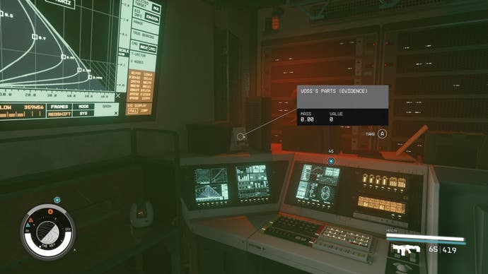 first person view of an evidence log on a large computer station