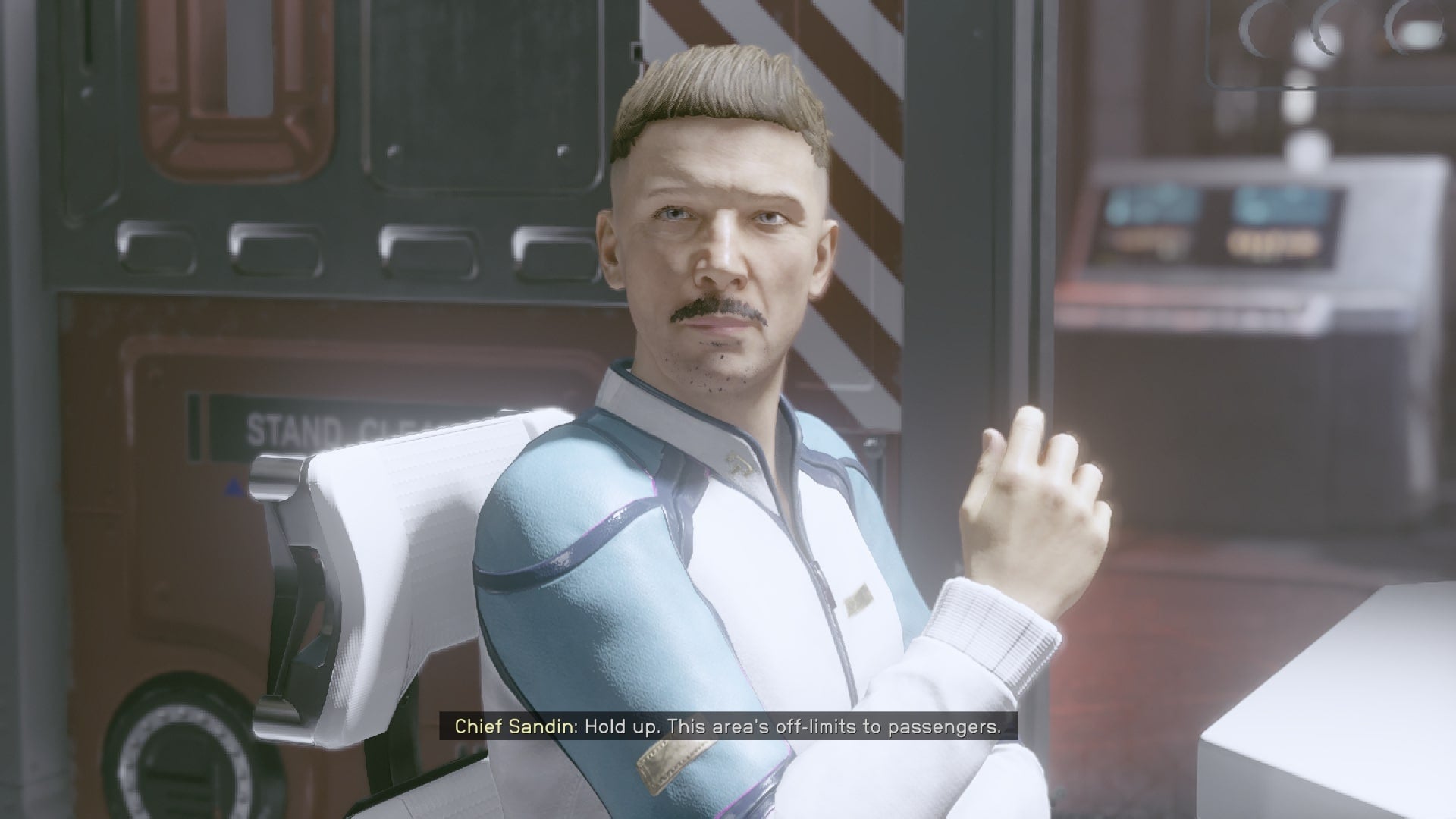 The player speaks with a Chief Engineer in Starfield