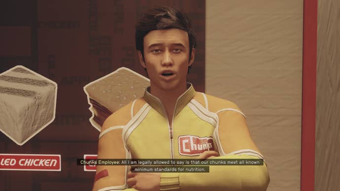 A Chunks employee speaks to the player in Starfield