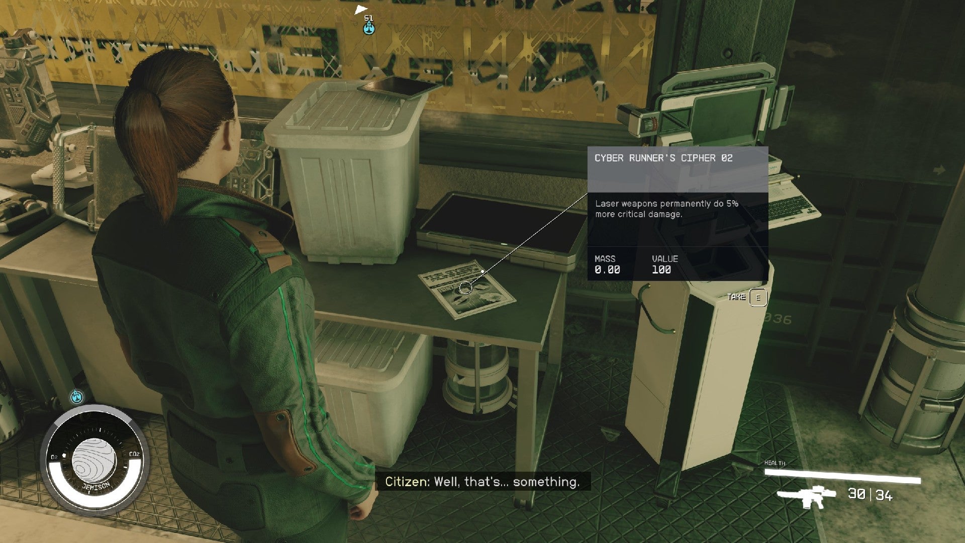 Starfield image showing a player staring at a skill book on a table.