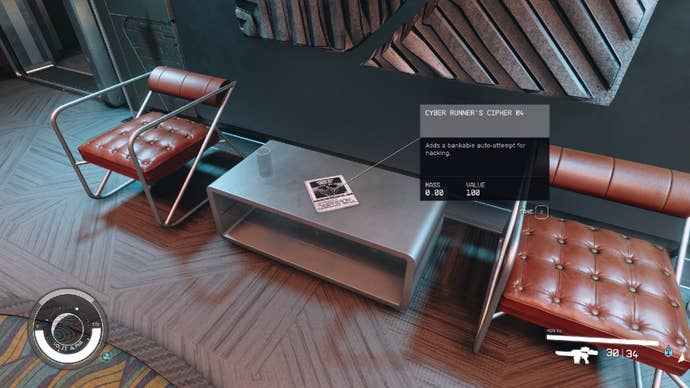 Starfield image showing a player staring at a skill book on a table.
