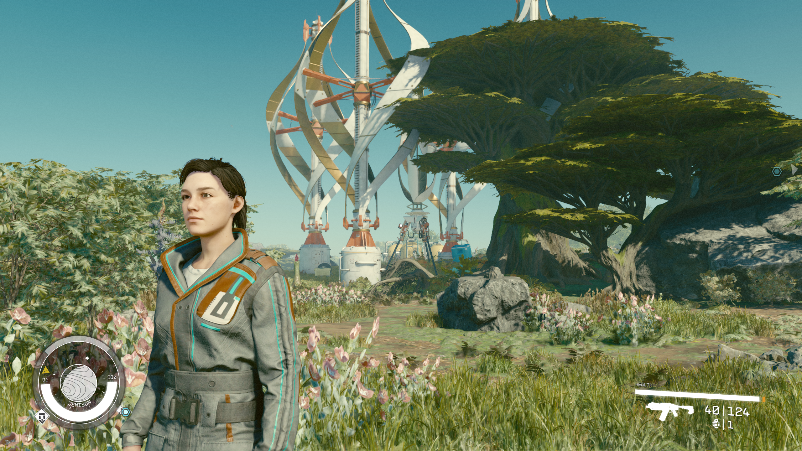 Starfield running at upscaled 1440p using DLSS 2, with rendering resolution set to 60%.