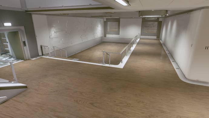 Starfield image showing a lower portion of the entryway, down a short flight of steps.