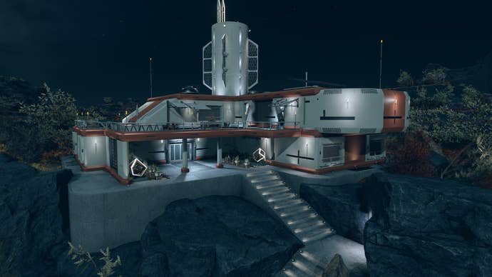 Starfield image showing the outside of the Dream Home at night.