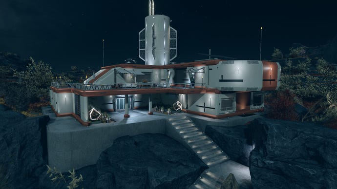 Starfield image showing the outside of the Dream Home at night.