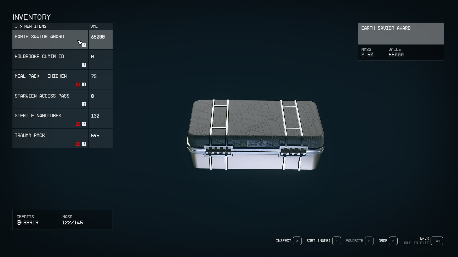 The Earth Saviour Award in the player inventory in Starfield - 7