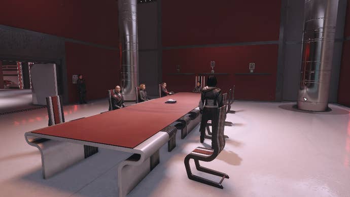 The player prepares for a meeting between Ryujin’s board members in Starfield