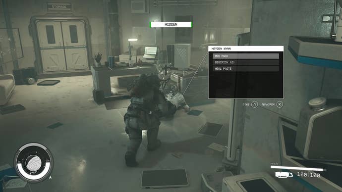 crouched in third person looting a corpse with a digipick on it