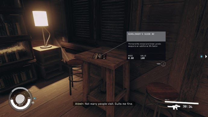 Starfield image showing a player staring at a skill book on a table.