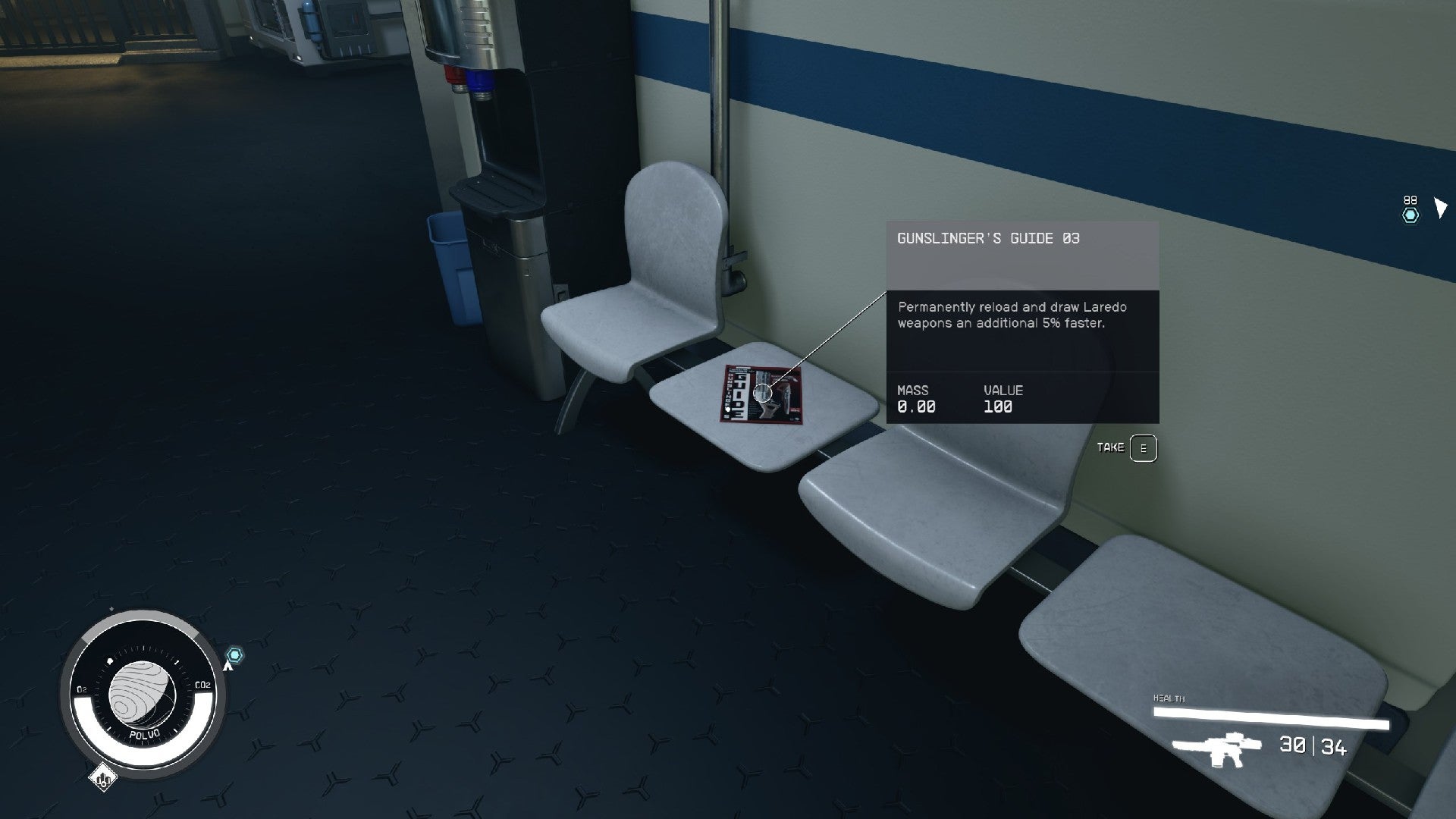 Starfield image showing the player staring at a skill book.