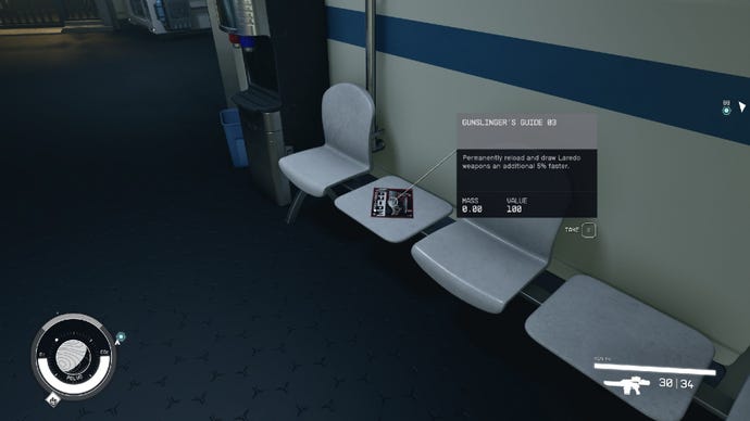 Starfield image showing the player staring at a skill book.