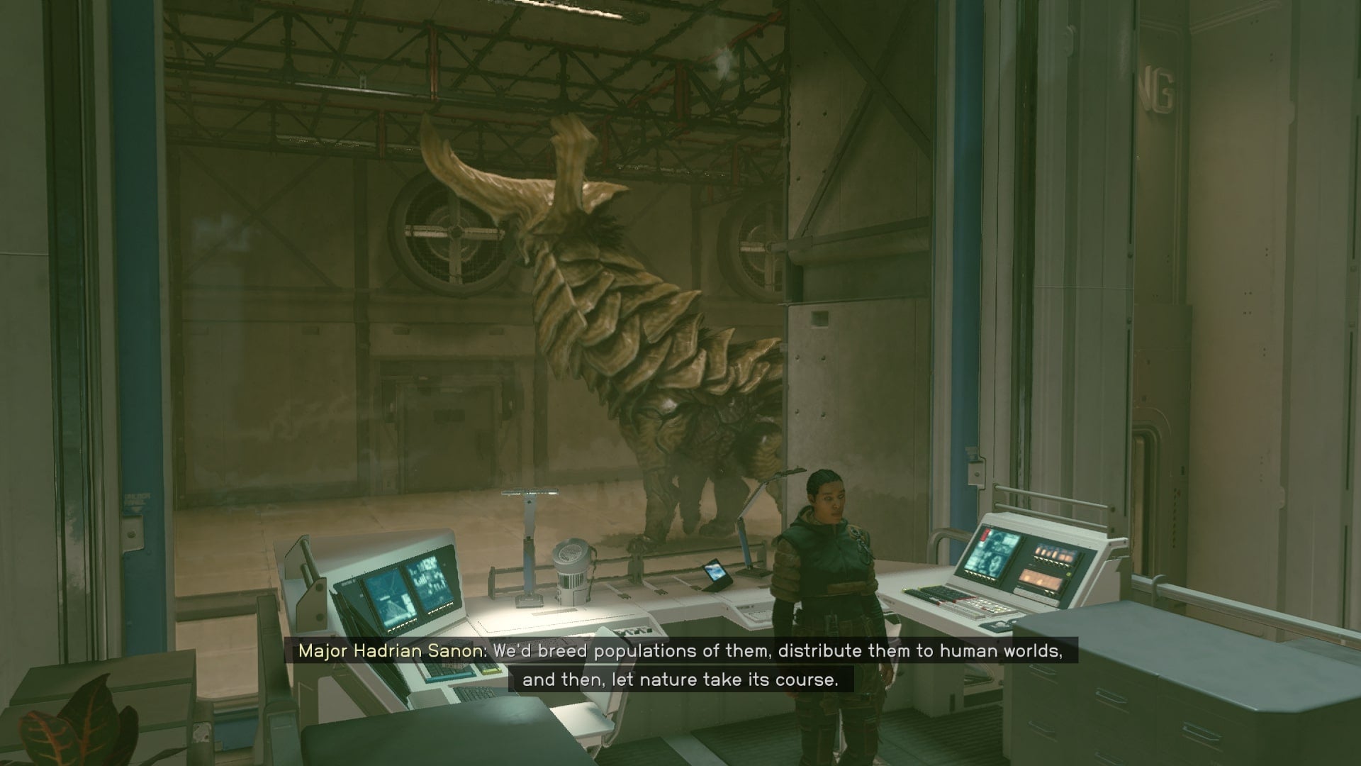 The player looks at a living Aceles in Red Devils HQ in Starfield - 1