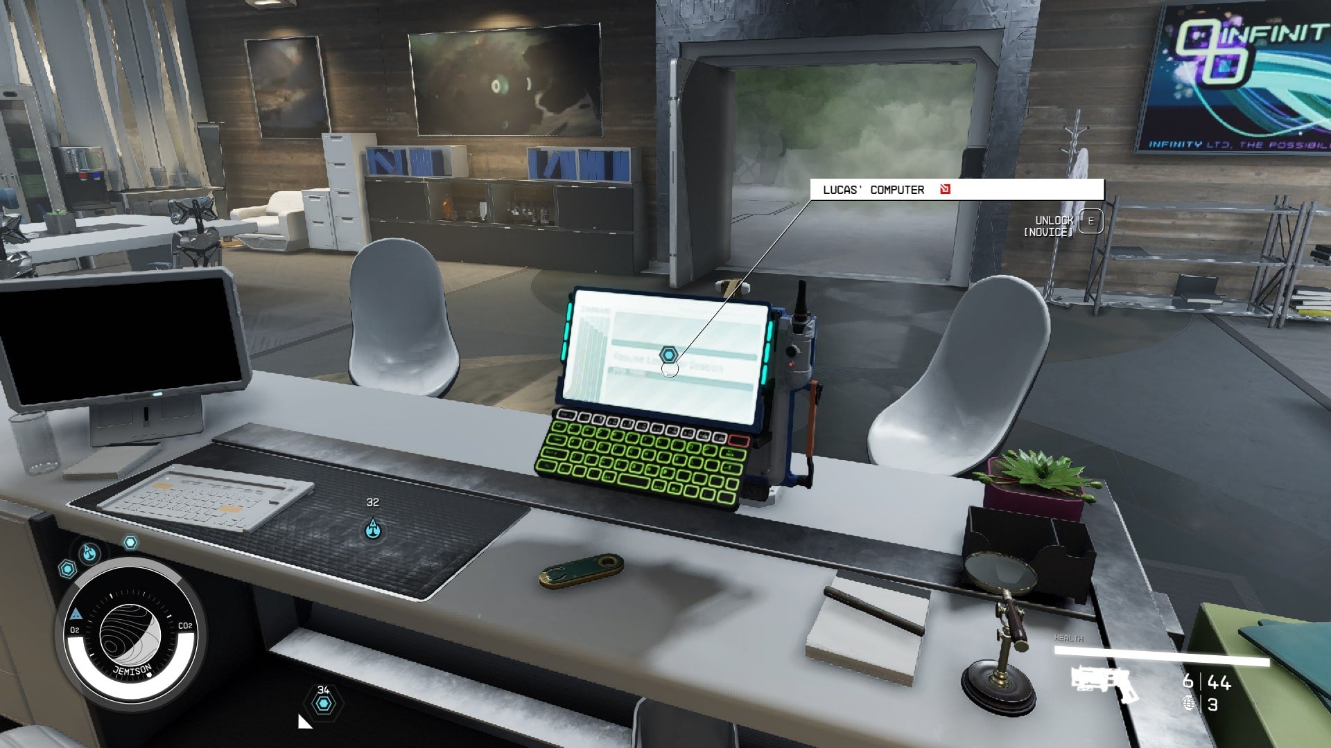The player faces Lucas' PC in Infinity LTD in Starfield - 11