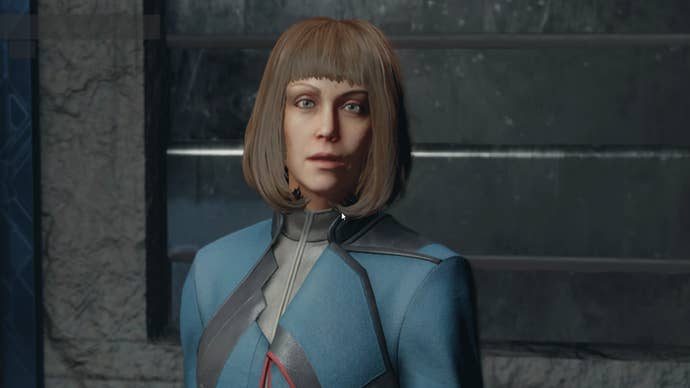 The player speaks with Deputy Macintyre in her office in the MAST building in Starfield