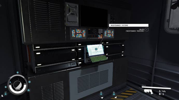 The player faces the Maintenance Systems PC in Infinity LTD in Starfield