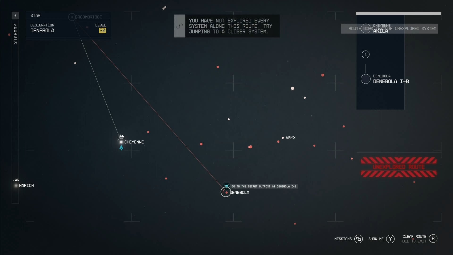 star system view with the denobols system highlighted
