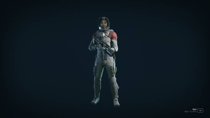The Mark I spacesuit, helmet, and pack are shown in the player inventory in Starfield
