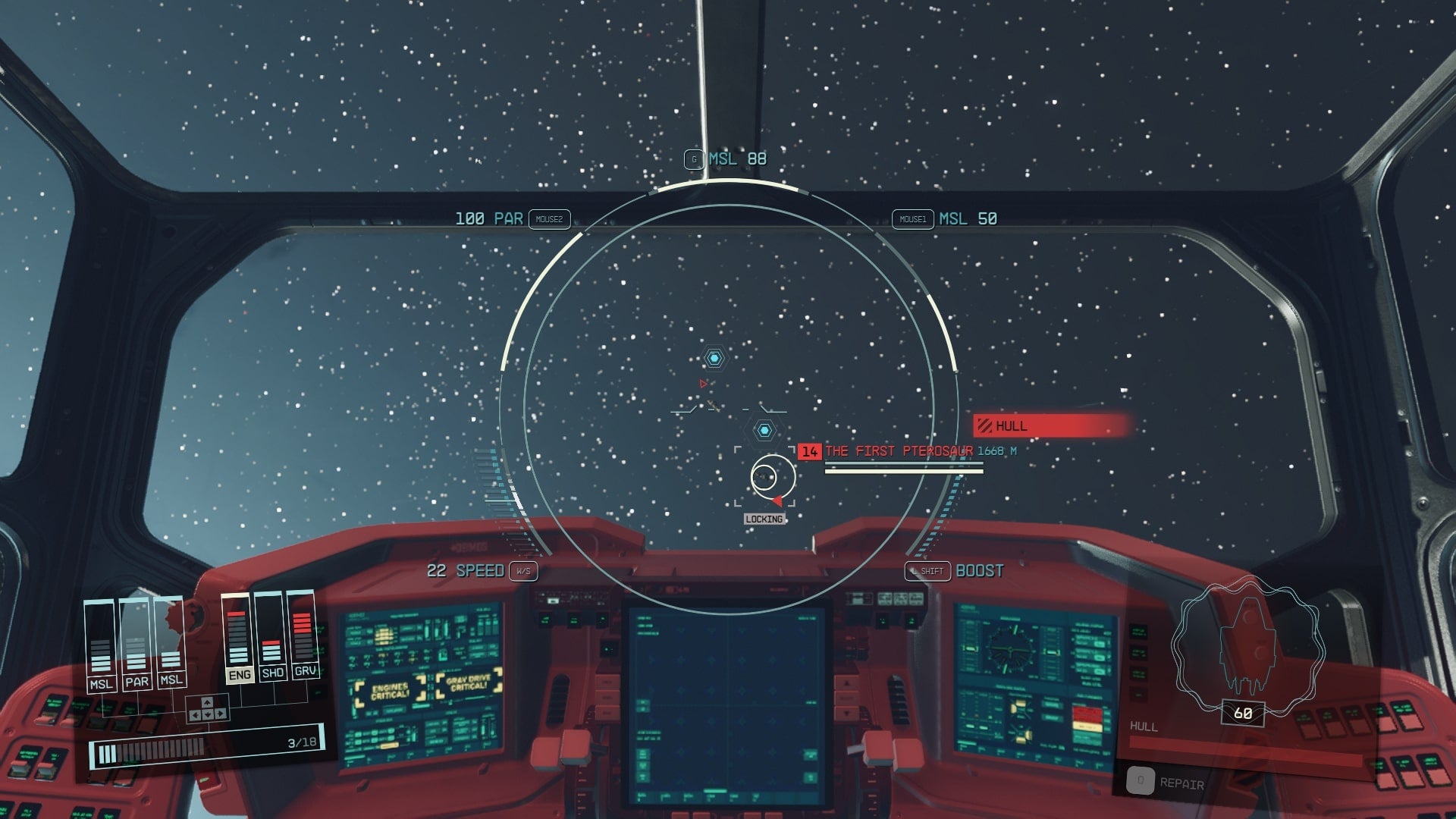 The player fights with Mercenary Patrol ships in space in Starfield - 3