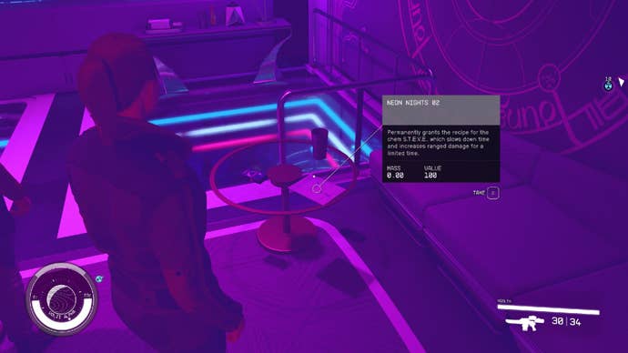 Starfield image showing a player staring at a skill book on a table.