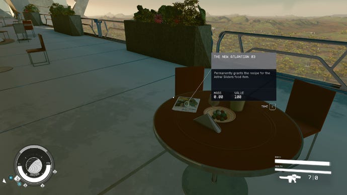 Starfield image showing the player staring at a skill book.