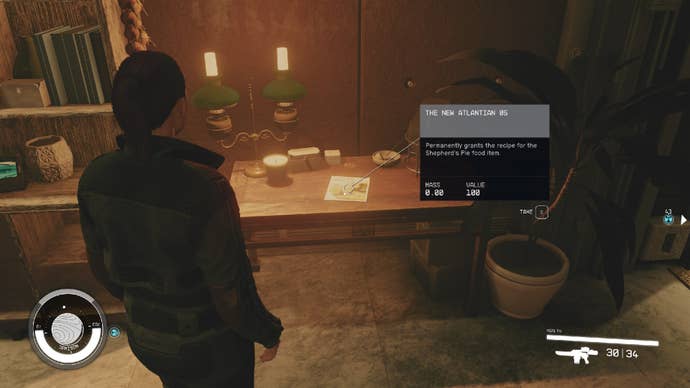 Starfield image showing a player staring at a skill book on a table.