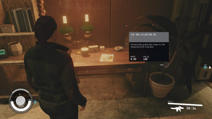 Starfield image showing a player staring at a skill book on a table.