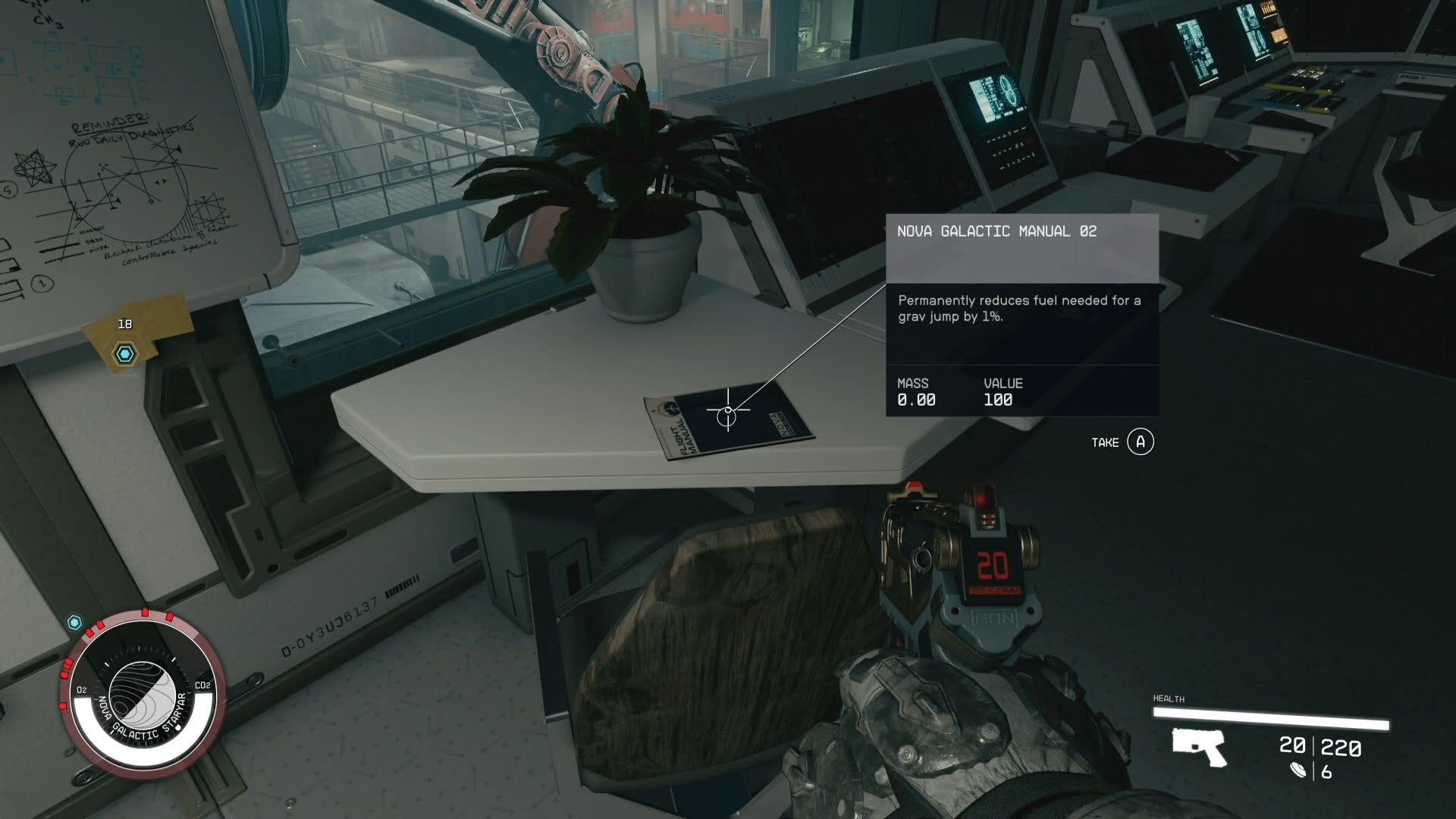 first person view of nova galactic manual skill book