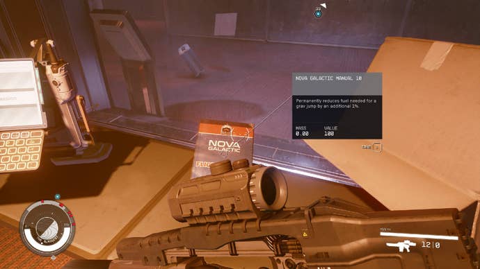 Starfield image showing the player staring at a skill book.