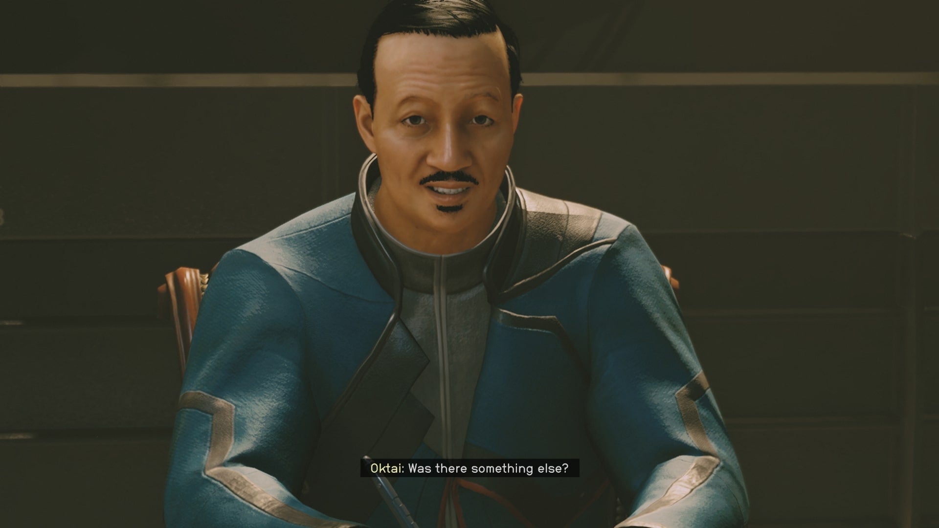 The player speaks with Oktai at the Trade Authority in Starfield - 3