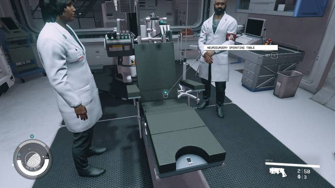 The player faces the operating chair, beside Veena, in Ryujin Tower in Starfield