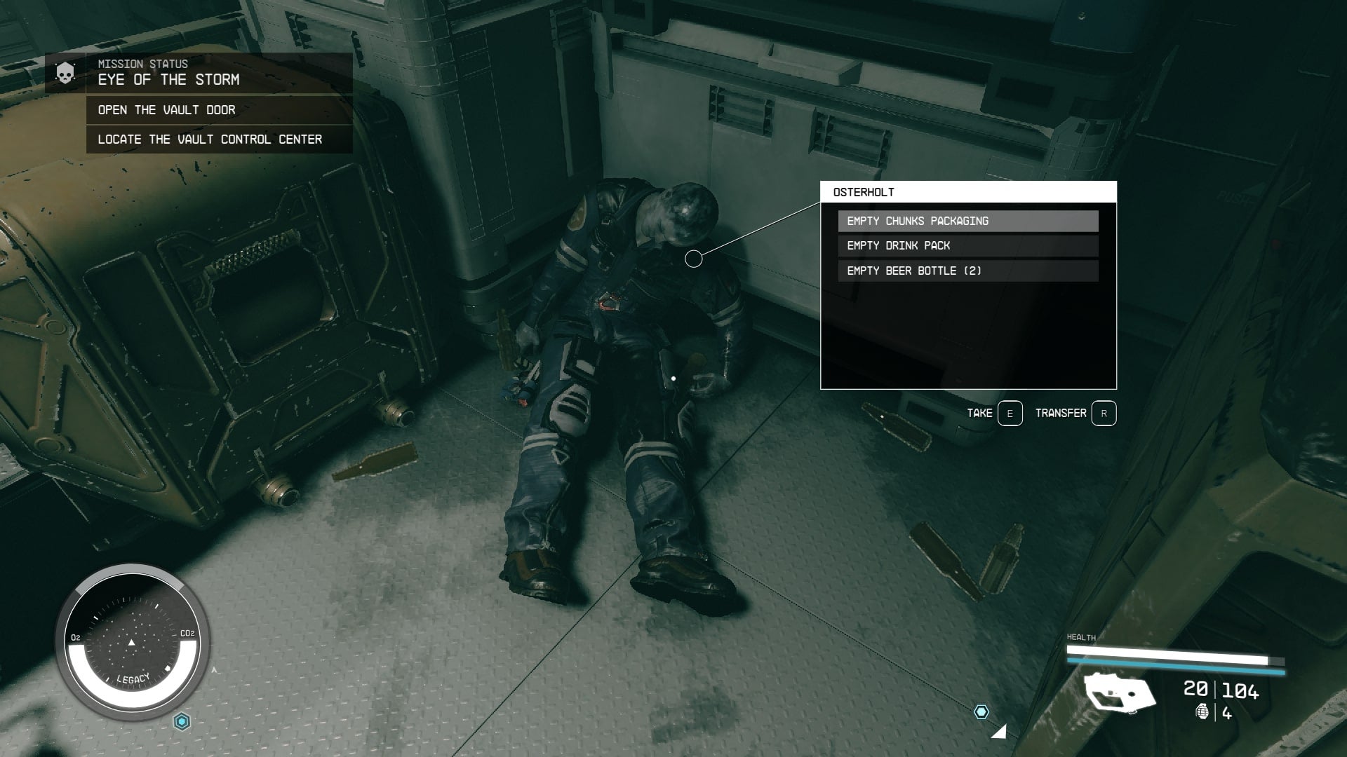 The player retrieves a lock from Osterholt's corpse on the Legacy in Starfield - 7