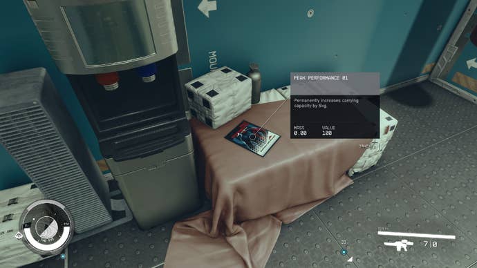 Starfield image showing the player staring at a skill book.