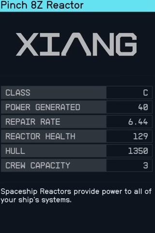 cropped ship bilder menu showing the stats of the pinch 8z class reactor