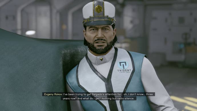 The player speaks with Rokov in Starfield