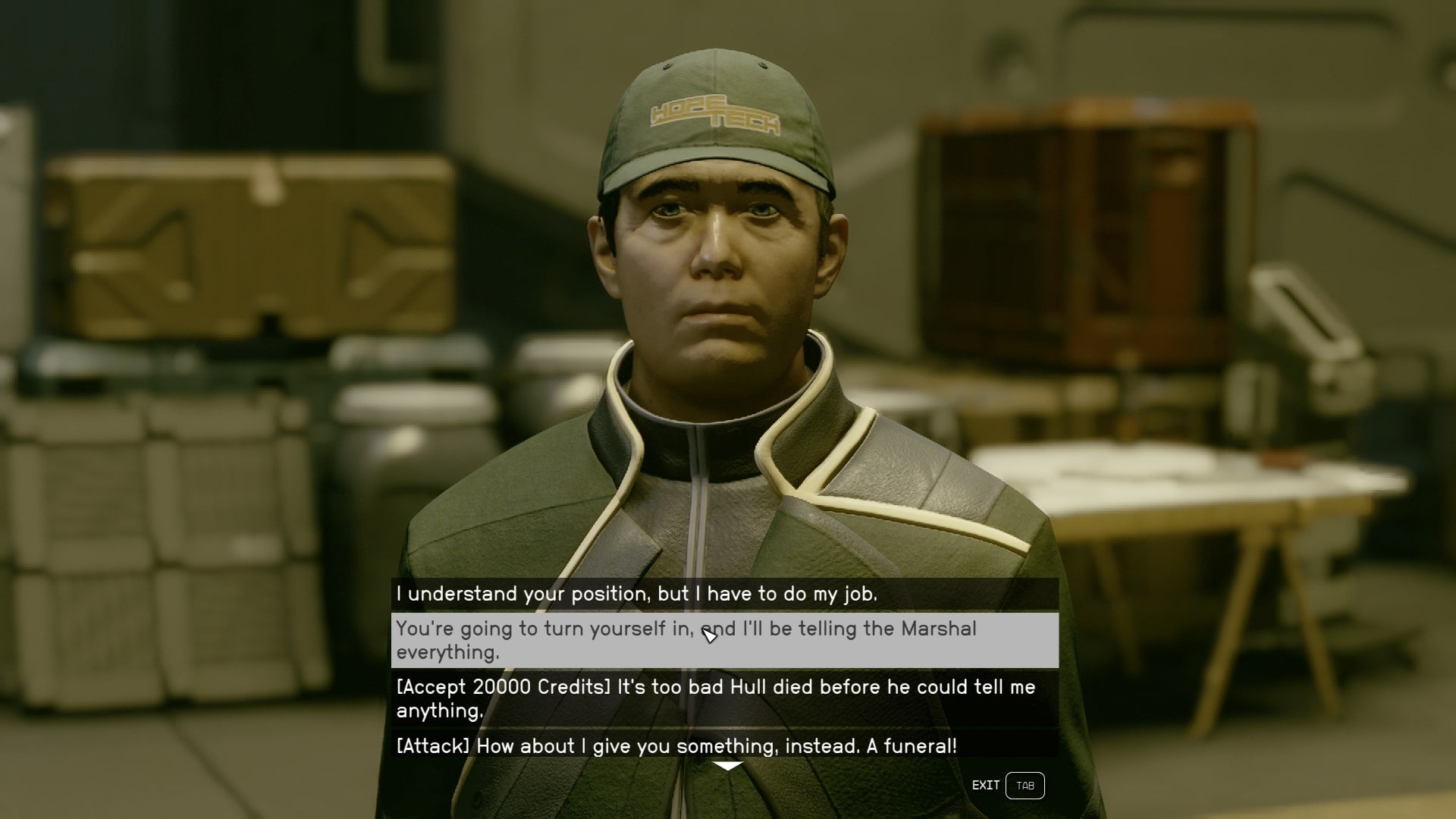 The player is being bribed by Ron Hope in Starfield