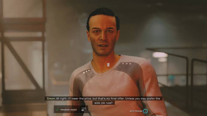 The player speaks to Dalton's contact in Cydonia, Simon, in Starfield