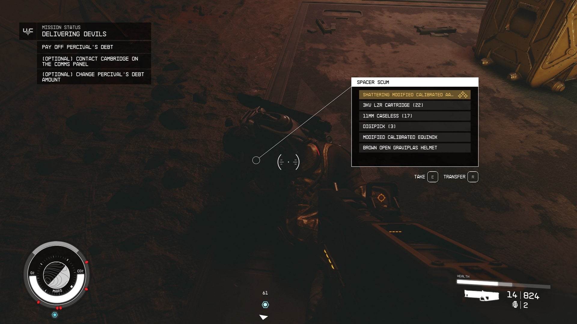 The player looks at the corpse of a Spacer Leader in the Deep Mines on Mars in Starfield