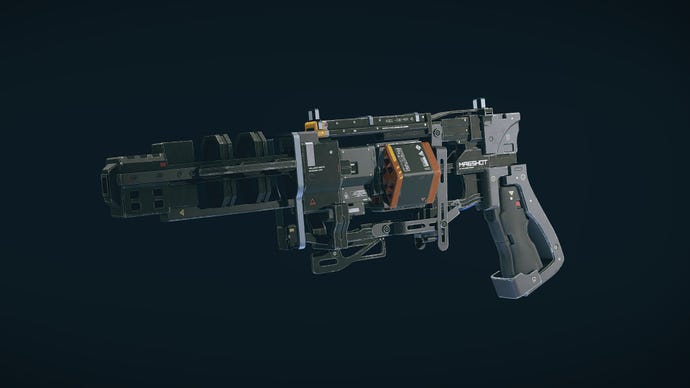 Starfield image showing a close up of the Trickshot weapon.