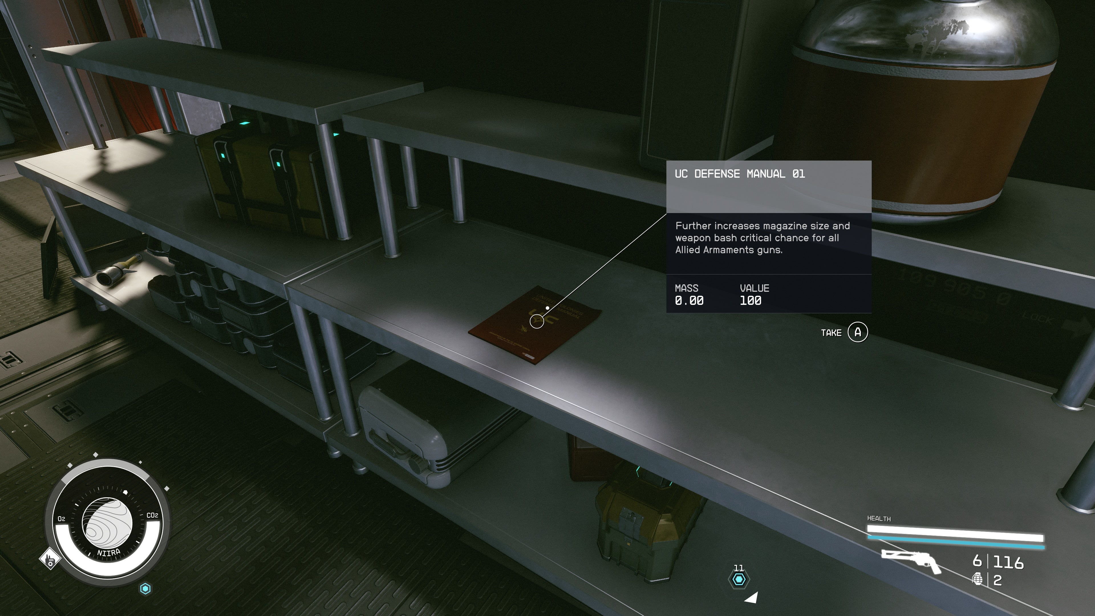 first person view of uc defense manual skillbook on bench