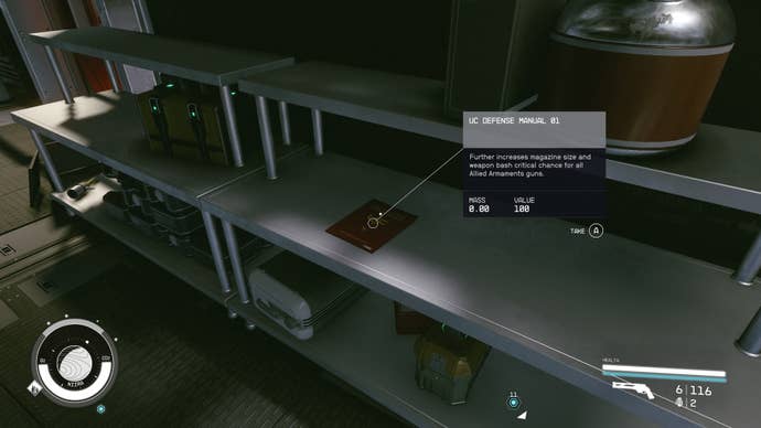 first person view of uc defense manual skillbook on bench